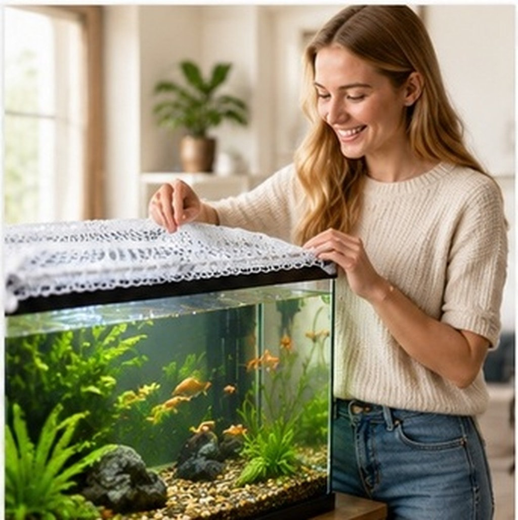 Aquarium Fish Keeping - 40x20cm Nylon-Aquarium-Netzabdeckung für Fischbecken, Sprungschutz, transparent,