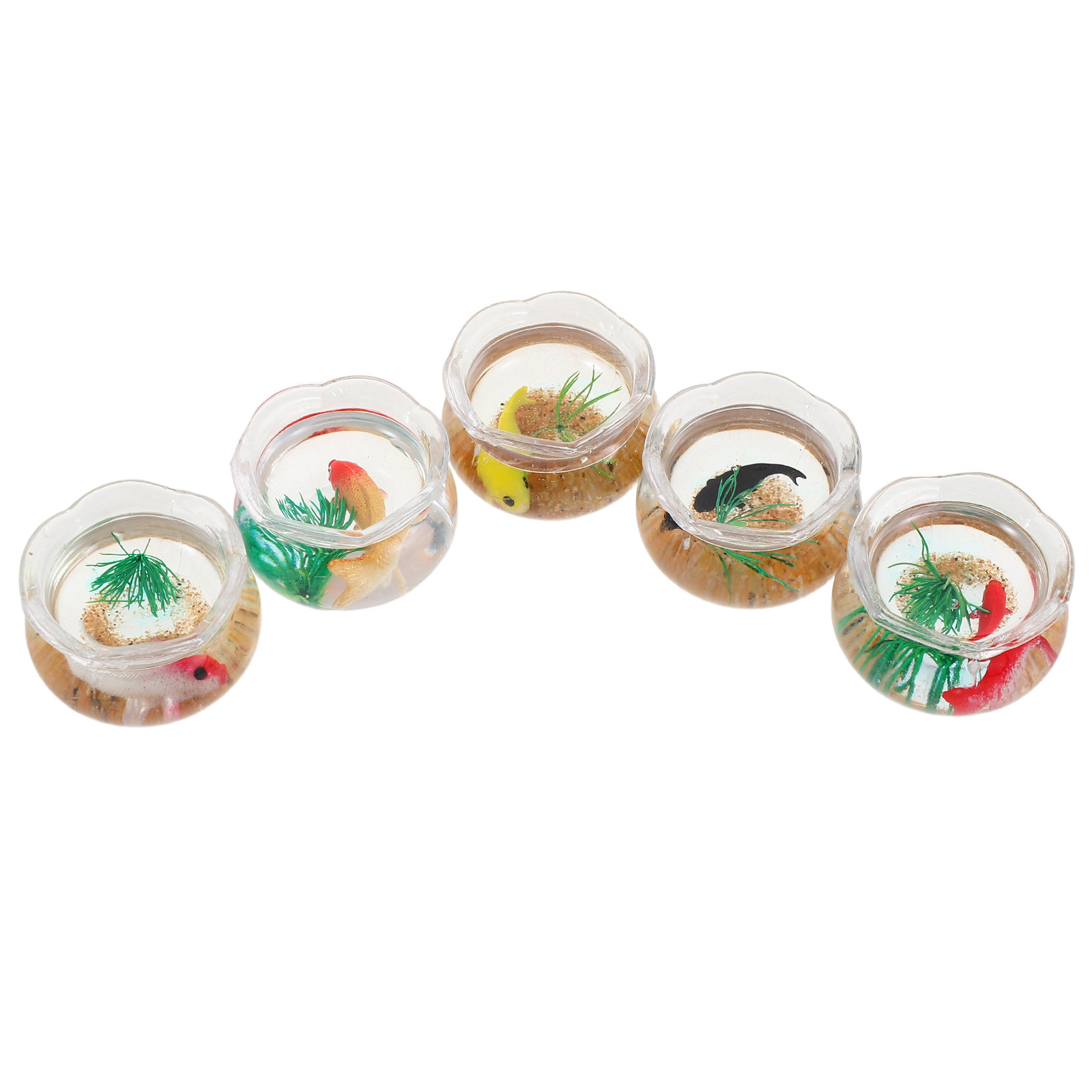 Aquarium Plants - 5-teiliges Mini-Koi-Aquarium-Set – Realistisches Kunststoff-Tisch-Aquarium mit