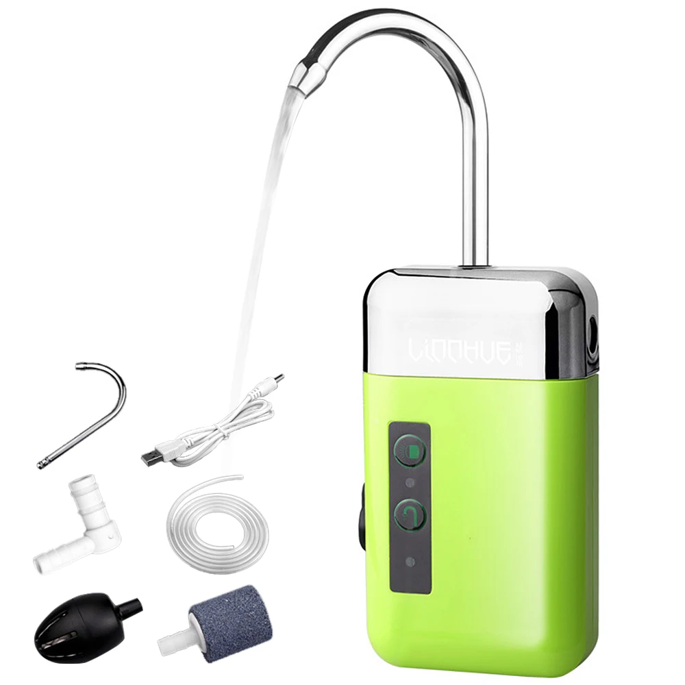 Aquarium Fish Tank - 3L/min Wiederaufladbare Fisch-Luftpumpe mit Smart-Sensor, Außen-Angel-Wasserzirkulationspumpe,